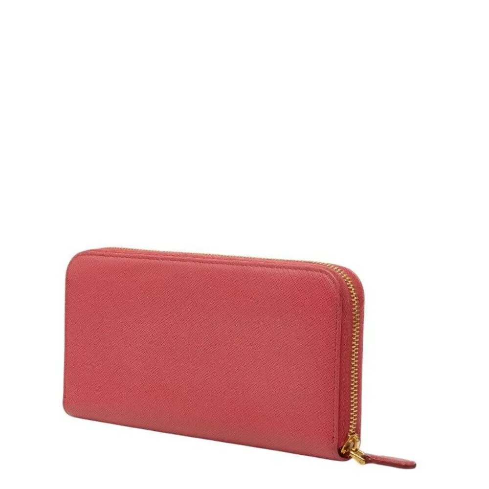 Prada Saffiano Round Zip Long Wallet